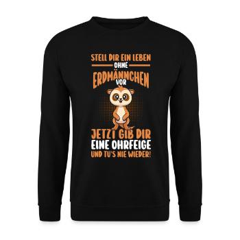 Erdmännchen - Unisex Pullover - Schwarz - Vorne - Alina (178cm) & Michal (187cm)