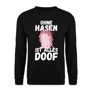 Kaninchen Hase - Unisex Pullover - Schwarz - Vorne - Alina (178cm) & Michal (187cm)