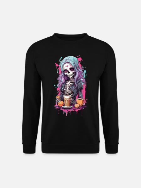 Gothic Kawaii Skull Frühstück Design - Unisex Pullover - Schwarz