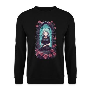 Kawaii Goth Anime Girl Victorian Magical - Unisex Sweatshirt - black - Front - Alina (178cm) & Michal (187cm)