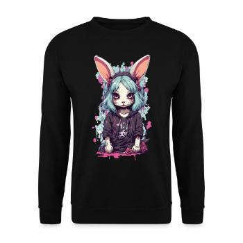Gothic Bunny eGirl Anime Kemonomimi Design - Unisex Sweatshirt - black - Front - Alina (178cm) & Michal (187cm)