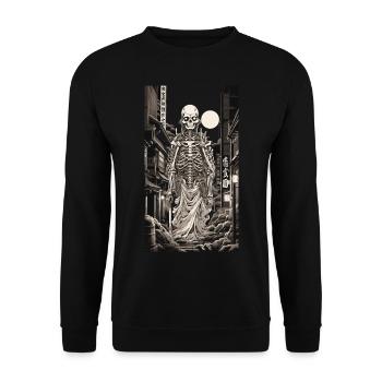 Yokai Skeleton Night Japan Anime Streetwear - Unisex Sweatshirt - black - Front - Alina (178cm) & Michal (187cm)