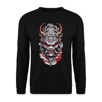 Kabuki Oni Masken Japan Manga Anime Design - Unisex Pullover - Schwarz - Vorne - Alina (178cm) & Michal (187cm)