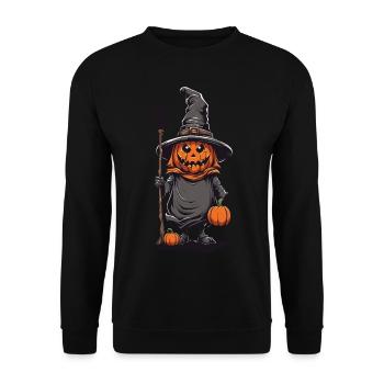 Hexe Kürbis Geist Halloween Magie Design - Unisex Pullover - Schwarz - Vorne - Alina (178cm) & Michal (187cm)