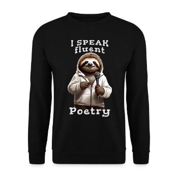 Je parle couramment la poésie, la paresse cultivée - Sweat-shirt Unisexe - noir - Devant - Alina (178cm) & Michal (187cm)