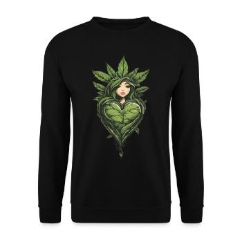 Heart For Plants Streetwear Hemp Leaf Design - Unisex Sweatshirt - black - Front - Alina (178cm) & Michal (187cm)