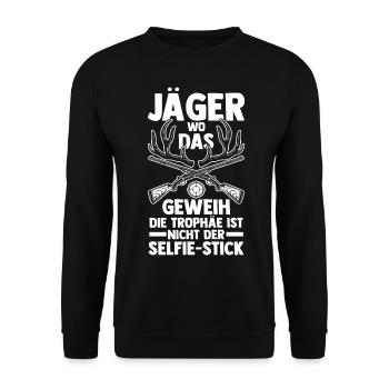 Chasse, Chasse, Cerf, Chasse, Sanglier, Chasseur, Chasseur - Sweat-shirt Unisexe - noir - Devant - Alina (178cm) & Michal (187cm)