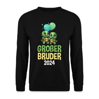Ich Werde Großer Bruder 2024 Schildkröte Baby - Unisex Pullover - Schwarz - Vorne - Alina (178cm) & Michal (187cm)
