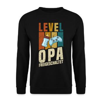 Level Opa Freigeschaltet - Unisex Pullover - Schwarz - Vorne - Alina (178cm) & Michal (187cm)