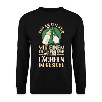 Papa Bier Vater Vatertag - Unisex Pullover - Schwarz - Vorne - Alina (178cm) & Michal (187cm)