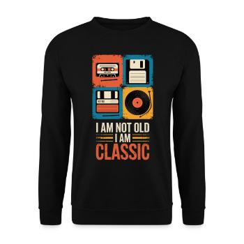 Media nostalgia: T-shirt for the 80s generation - Unisex Sweatshirt - black - Front - Alina (178cm) & Michal (187cm)
