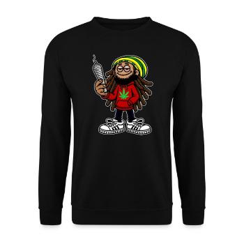 Dreadlock Smoker - Stoned man - High & Happy - Unisex Pullover - Schwarz - Vorne - Alina (178cm) & Michal (187cm)
