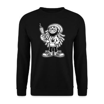 Dreadlock Smoker - Stoned man - High & Happy - Unisex Pullover - Schwarz - Vorne - Alina (178cm) & Michal (187cm)