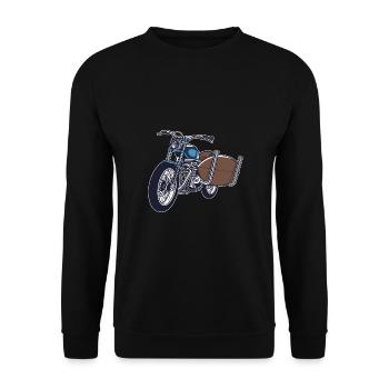 Motorrad mit Surfbrett - Unisex Pullover - Schwarz - Vorne - Alina (178cm) & Michal (187cm)