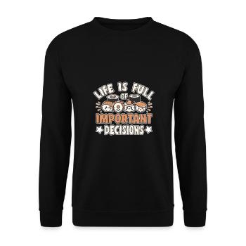 Sushi Lover Important Dicisions Sushi - Unisex Sweatshirt - black - Front - Alina (178cm) & Michal (187cm)
