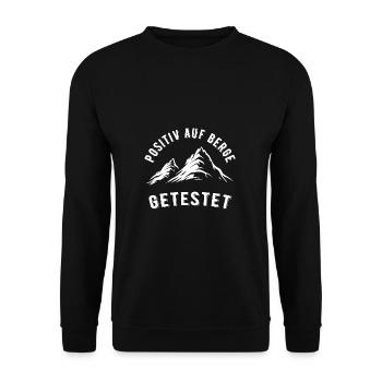 Positiv Auf Berge Getestet Bergsteiger Berg Spruch - Unisex Pullover - Schwarz - Vorne - Alina (178cm) & Michal (187cm)