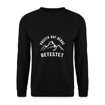 Positiv Auf Berge Getestet Bergsteiger Berg Spruch - Unisex Pullover - Schwarz - Vorne - Alina (178cm) & Michal (187cm)