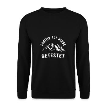 Positiv Auf Berge Getestet Bergsteiger Berg Spruch - Unisex Pullover - Schwarz - Vorne - Alina (178cm) & Michal (187cm)