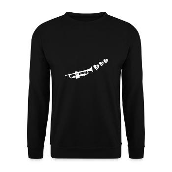 Trompete Noten mit Herz - Unisex Pullover - Schwarz - Vorne - Alina (178cm) & Michal (187cm)