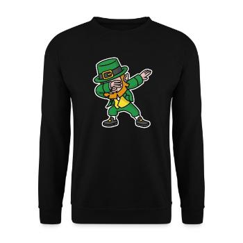 Dab dabbing leprechaun St. Patrick's day - Unisex Pullover - Schwarz - Vorne - Alina (178cm) & Michal (187cm)