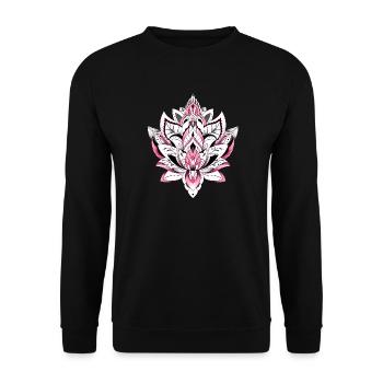 Lotus Mandala Rosa Farbe - Unisex Pullover - Schwarz - Vorne - Alina (178cm) & Michal (187cm)