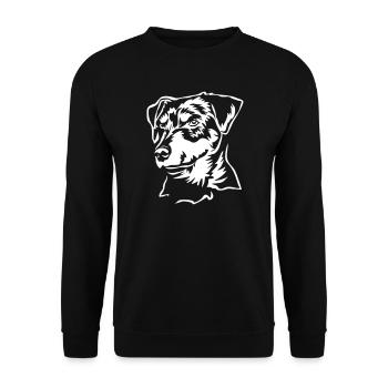 Deutscher Jagdterrier Kopf "Black Edition" - Unisex Pullover - Schwarz - Vorne - Alina (178cm) & Michal (187cm)