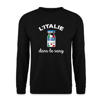 L'Italie dans le sang Cadeau Italien et Italienne - Sweat-shirt Unisexe - noir - Devant - Alina (178cm) & Michal (187cm)