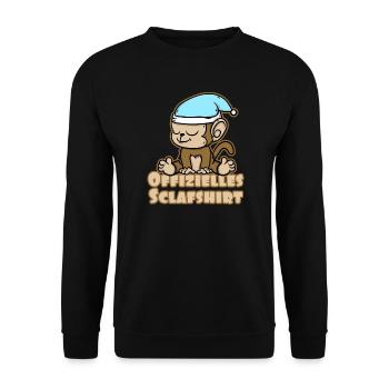 Offizielles Schlafshirt süßes Äffchen - Unisex Pullover - Schwarz - Vorne - Alina (178cm) & Michal (187cm)
