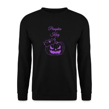 Kürbis König Halloween Design - Unisex Pullover - Schwarz - Vorne - Alina (178cm) & Michal (187cm)