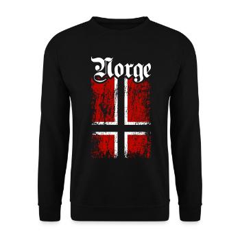 Norge | Norwegen mit Norwegischer Flagge - Unisex Pullover - Schwarz - Vorne - Alina (178cm) & Michal (187cm)