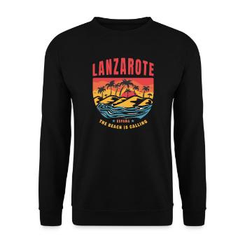 Lanzarote Espana Strand Design - Unisex Pullover - Schwarz - Vorne - Alina (178cm) & Michal (187cm)