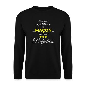 Cadeau humour maçon homme ou femme - Sweat-shirt Unisexe - noir - Devant - Alina (178cm) & Michal (187cm)