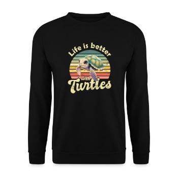 Turtle Sea turtle - Unisex Sweatshirt - black - Front - Alina (178cm) & Michal (187cm)