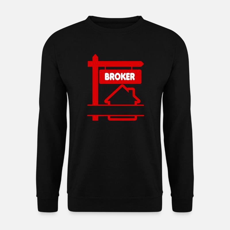 Broker logo red with text BROKER - Unisex Sweatshirt - black