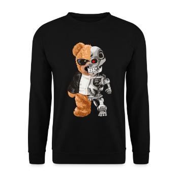 Bear Robo Hybrid Half Bear Half Robot Cyborg Teddy - Unisex Sweatshirt - black - Front - Alina (178cm) & Michal (187cm)