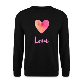 Lena Rosa Herz Mädchen Feminine Ästhetik Tee - Unisex Pullover - Schwarz - Vorne - Alina (178cm) & Michal (187cm)