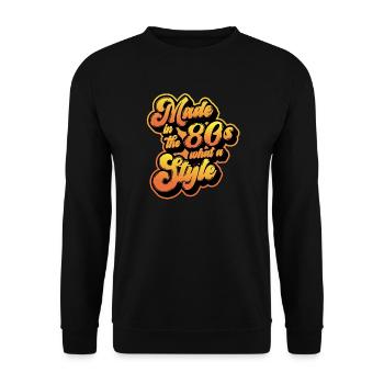 Made in the 80s Fin farbenfroh - Unisex Pullover - Schwarz - Vorne - Alina (178cm) & Michal (187cm)