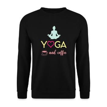 Yoga et café - Sweat-shirt Unisexe - noir - Devant - Alina (178cm) & Michal (187cm)