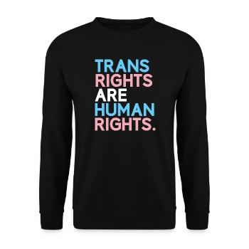Mois de la fierté LGBT - Les droits des trans sont des droits humains - Sweat-shirt Unisexe - noir - Devant - Alina (178cm) & Michal (187cm)