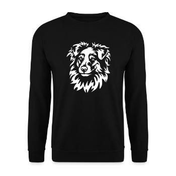 Miniature Australian Shepherd Head "Black Edition" - Unisex Sweatshirt - black - Front - Alina (178cm) & Michal (187cm)