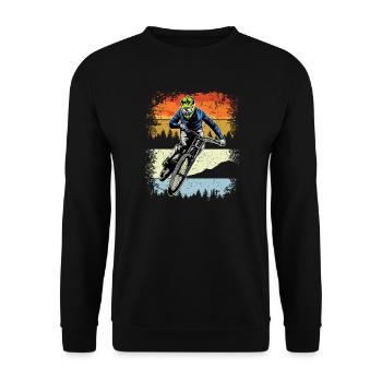 Sunset Trail MTB Rider - Unisex Sweatshirt - black - Front - Alina (178cm) & Michal (187cm)