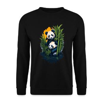 Niedliche Pandas - Unisex Pullover - Schwarz - Vorne - Alina (178cm) & Michal (187cm)