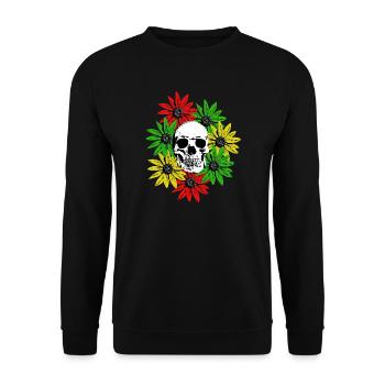 Crâne encadré floral - Sweat-shirt Unisexe - noir - Devant - Alina (178cm) & Michal (187cm)