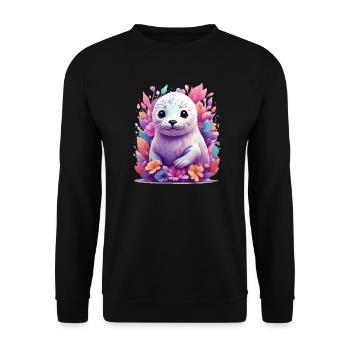 Cute Seal - Unisex Sweatshirt - black - Front - Alina (178cm) & Michal (187cm)