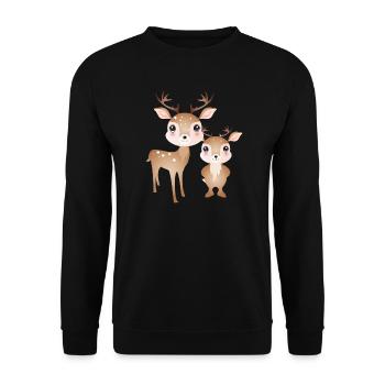 two cute deer - favourite motif for two - Unisex Sweatshirt - black - Front - Alina (178cm) & Michal (187cm)