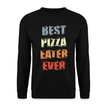 Lustiger Pizza Esser - Unisex Pullover - Schwarz - Vorne - Alina (178cm) & Michal (187cm)