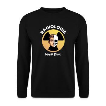 Logo Radioactif pour Manip Radio Humour Radiologie - Sweat-shirt Unisexe - noir - Devant - Alina (178cm) & Michal (187cm)