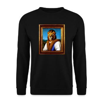 Lion Noble Portrait - Renaissance Royal Style - Unisex Sweatshirt - black - Front - Alina (178cm) & Michal (187cm)