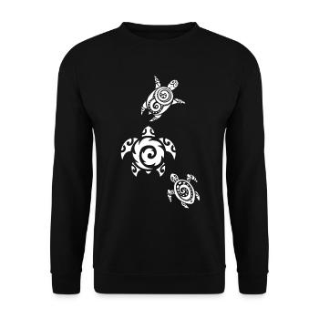 Three Sea Turtles (White) - Unisex Sweatshirt - black - Front - Alina (178cm) & Michal (187cm)