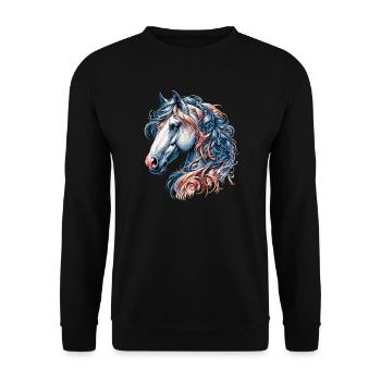 Pferd - Unisex Pullover - Schwarz - Vorne - Alina (178cm) & Michal (187cm)